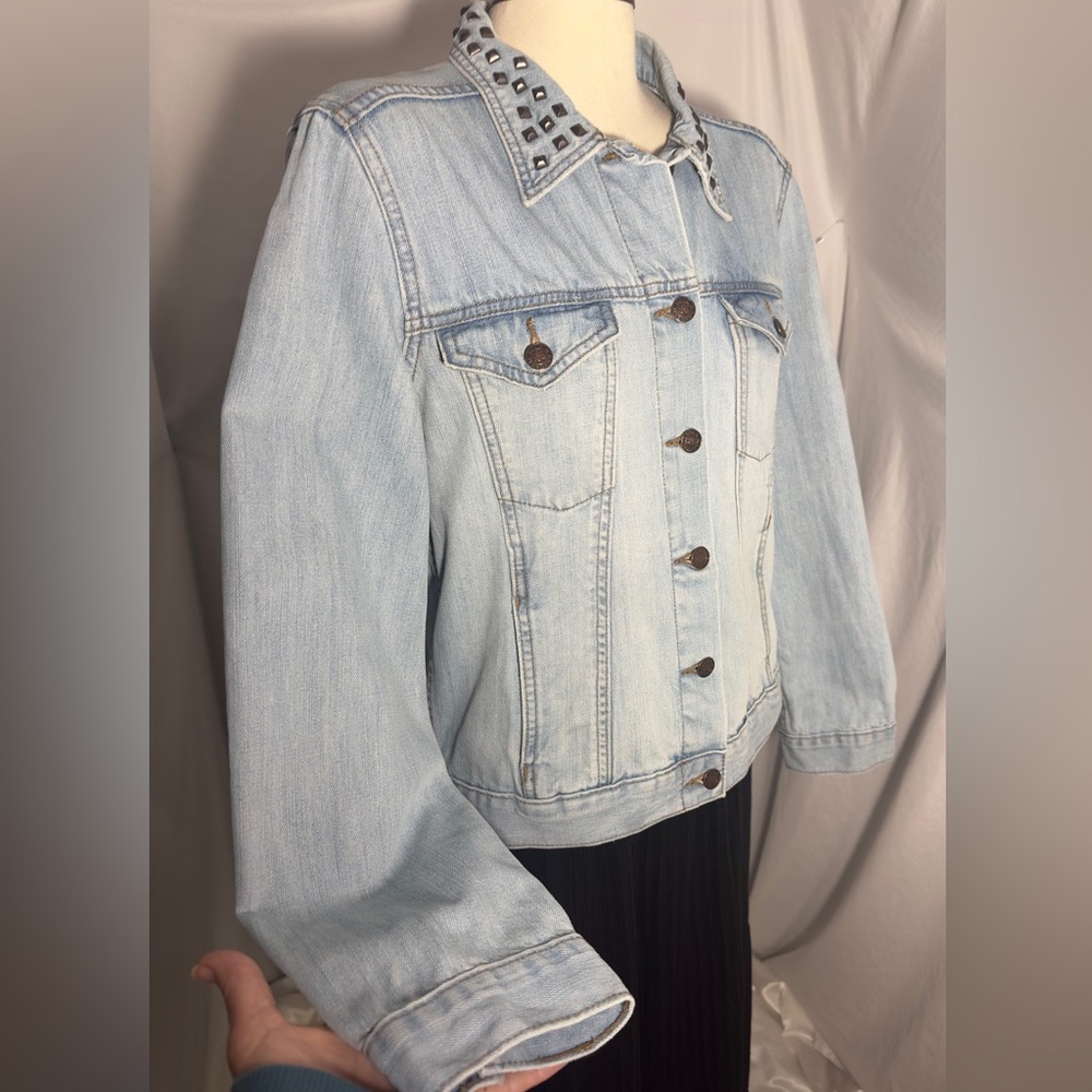 Rock & Republic Hitchhiker Studded Light Wash Denim Jacket Y2K Large